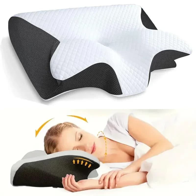 Butterfly Memory Cotton Neck Pillow Ergonomic Contoured Slow Rebound Cervical Pillow For All Sleep Positions Shoulder Relief