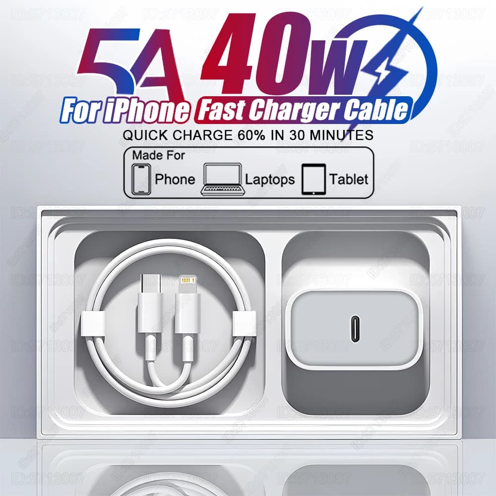 PD 40W Fast Charger For iPhone 15 11 12 13 14 16 Pro Max Quick Charging Cable For iPhone 16 15 14 Plus Charger Phone Accessories