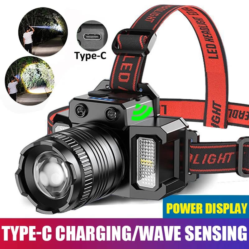 LED Sensor Headlamp Camping Search Light Head Flashlight Rechargeable Powerful Head Lamp Front Lanterns Headlights 5 Styles