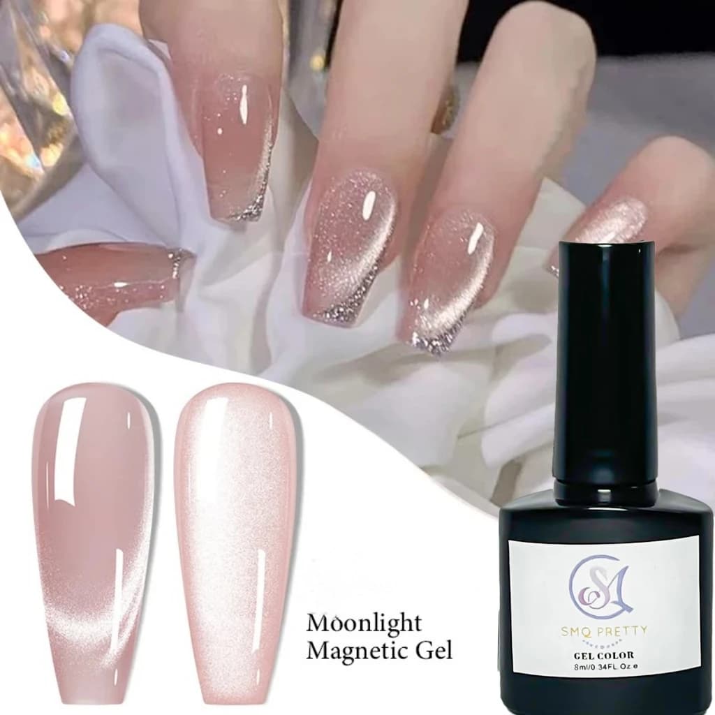 8ml Moonlight Cat Magnetic Nail Gel Polish Glitter Pink Silver Semi Permanent French Style Nail Art UV/LED Gel Varnish
