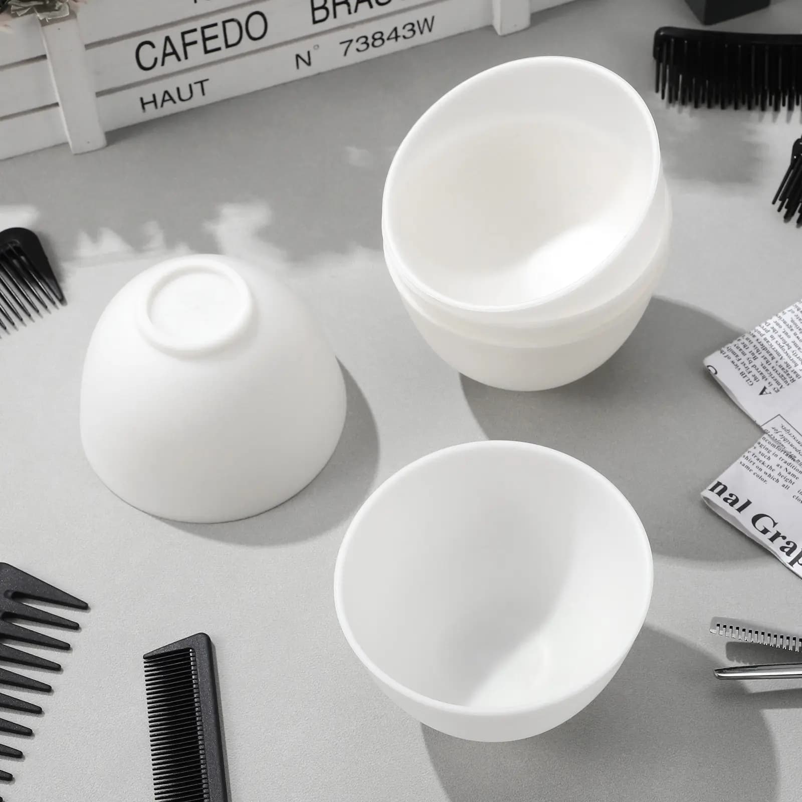 5pcs Silicone Mask Mixing Bowls DIY Skincare Tool White Silica Gel Esthetician Bowl Set for Facial Mask Making Lightweight
