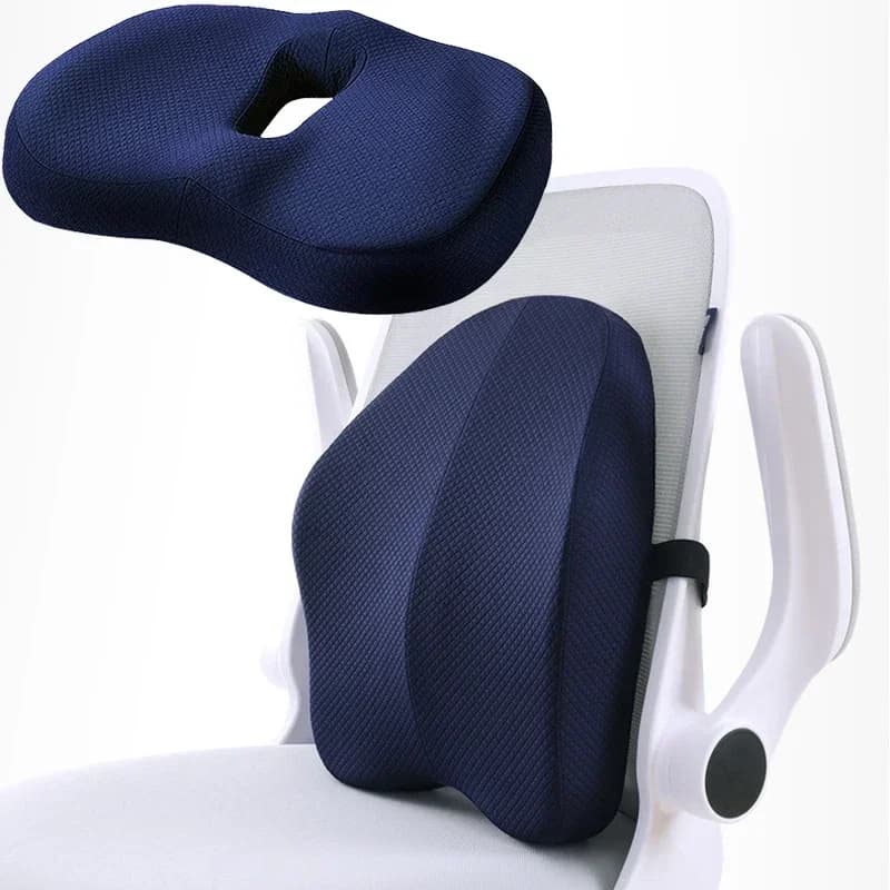Orthopedic Memory Foam Seat Cushion Set, Coccyx Support Cushion, Office Chair, Waist, Back, Lumbar, Car Seat, Hip Massage Pad