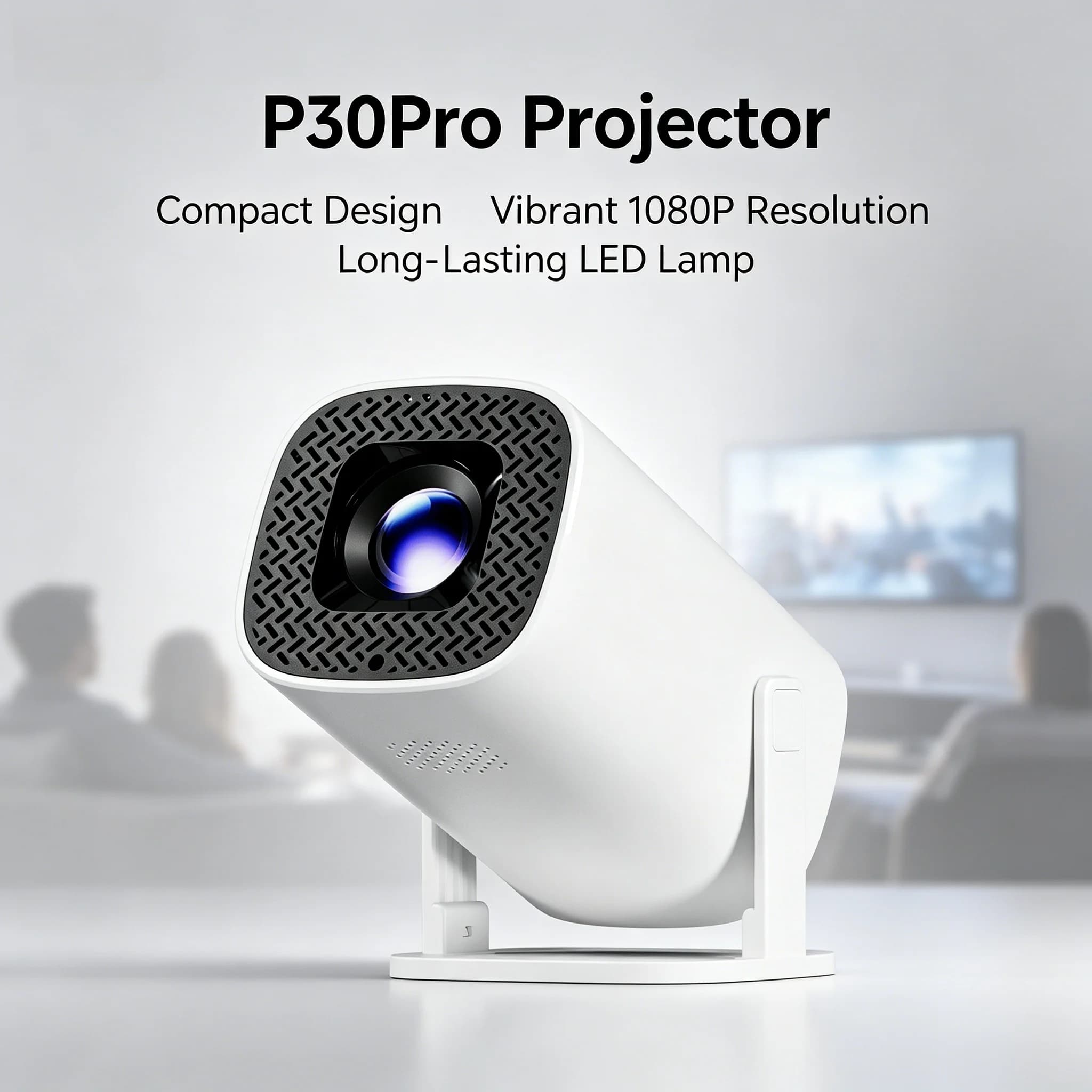 P30PRO Smart Projector Android 14 WiFi6 Bluetooth5 Native 720P 4K Video Decoding Wireless Screen Mirroring Portable Home Cinema