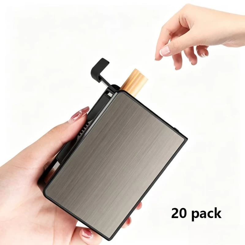 Portable Cigarette Case Metal Smoking Cigarette Box 20pcs Capacity Tobacco Holder Cigarettes Pack Cover Storage Box Men Gift