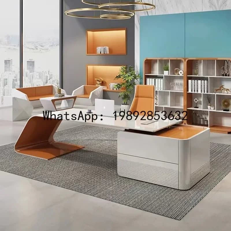 H5.15  executive  - stylish manager's desk - women's ceo office desk - creative and unique desk and chair set