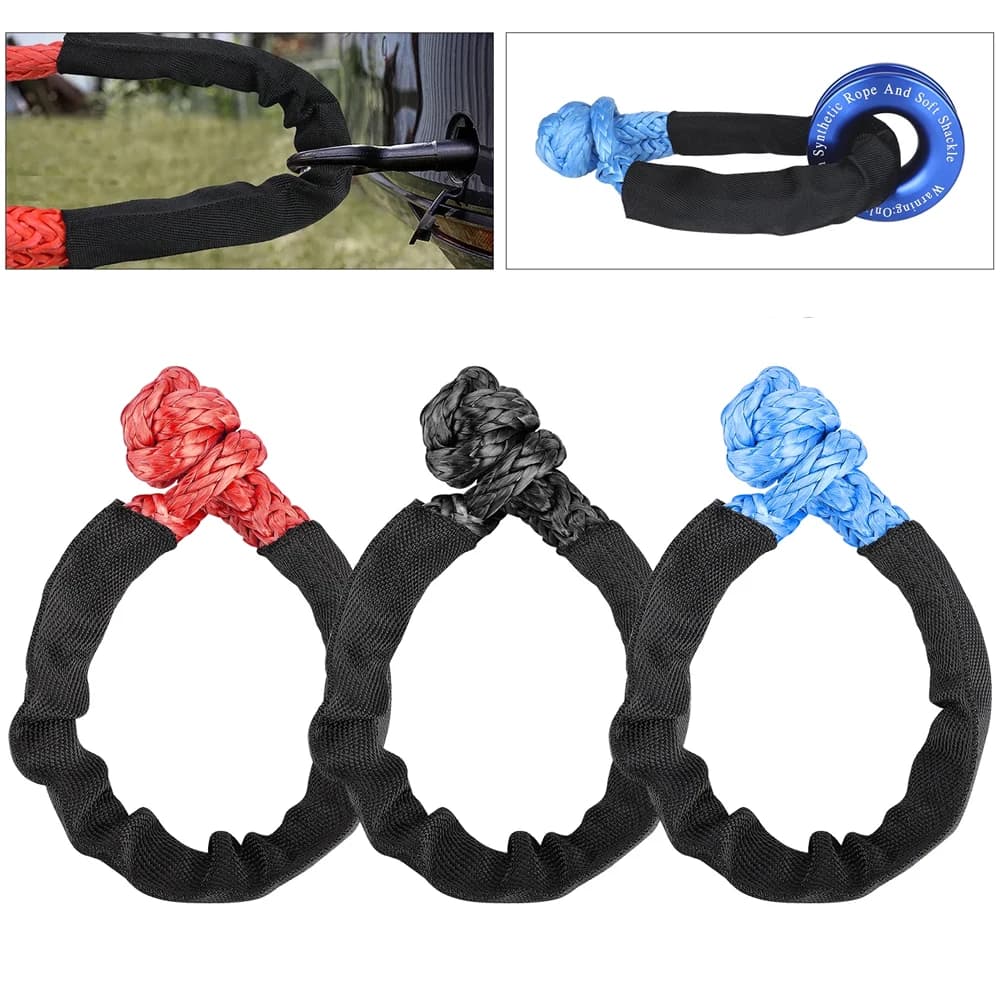 41000lbs Soft Shackle Synthetic Rope Heavy Duty Offroad 4X4 Tow Shackle Strap with Protective Sleeve for Jeep Truck SUV