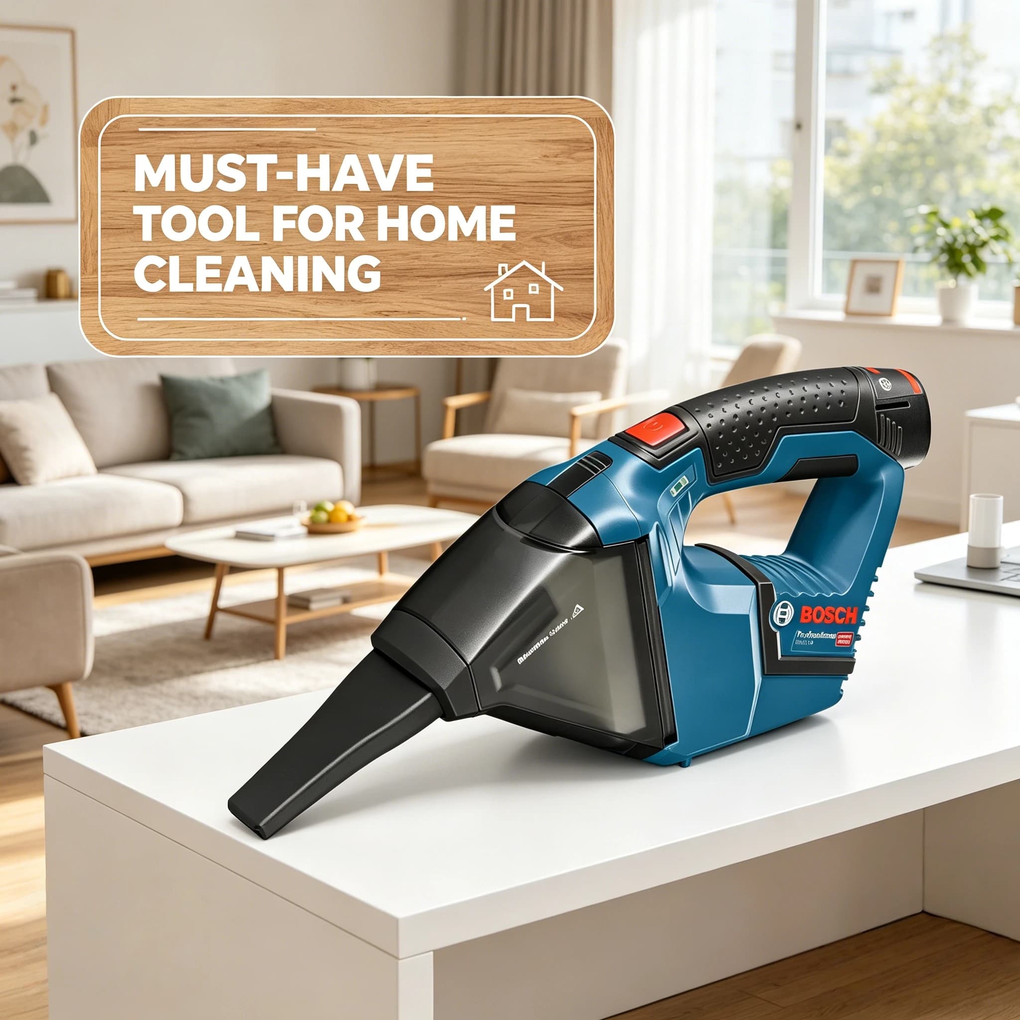 Bosch GAS 12V-LI Professional Vacuum, Lightweight & Ergonomic, One-Hand Operation for Workshop & Car Cleaning