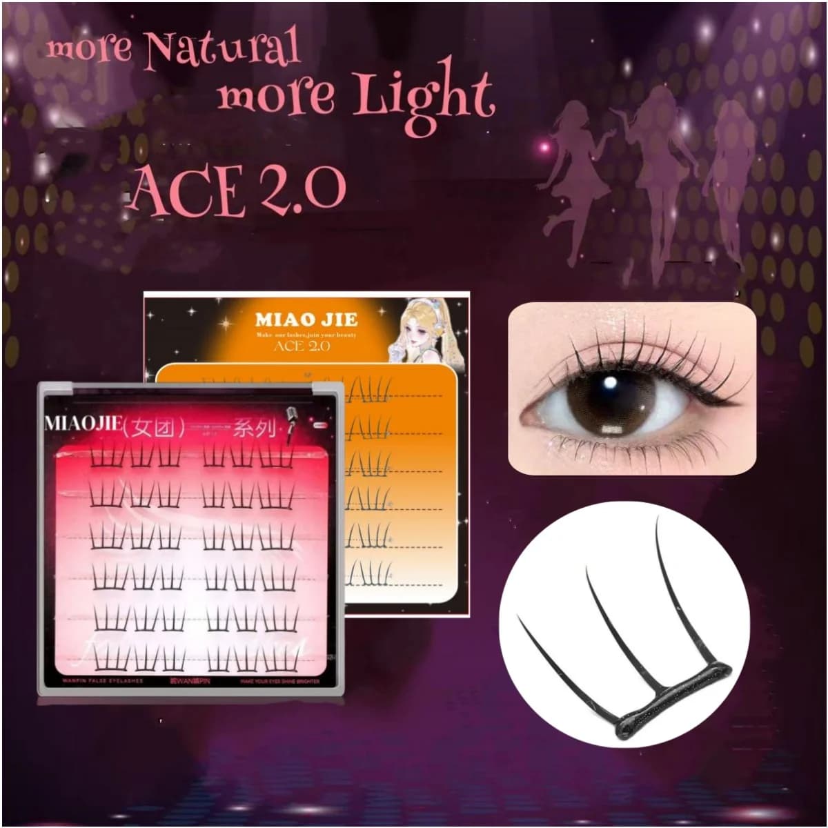 MIAOJIE Korean Idol DIY Lashes Extension Cute Cat Paw False Eyelashes Natural Make Up Large Capacity DIY Lash Cluster