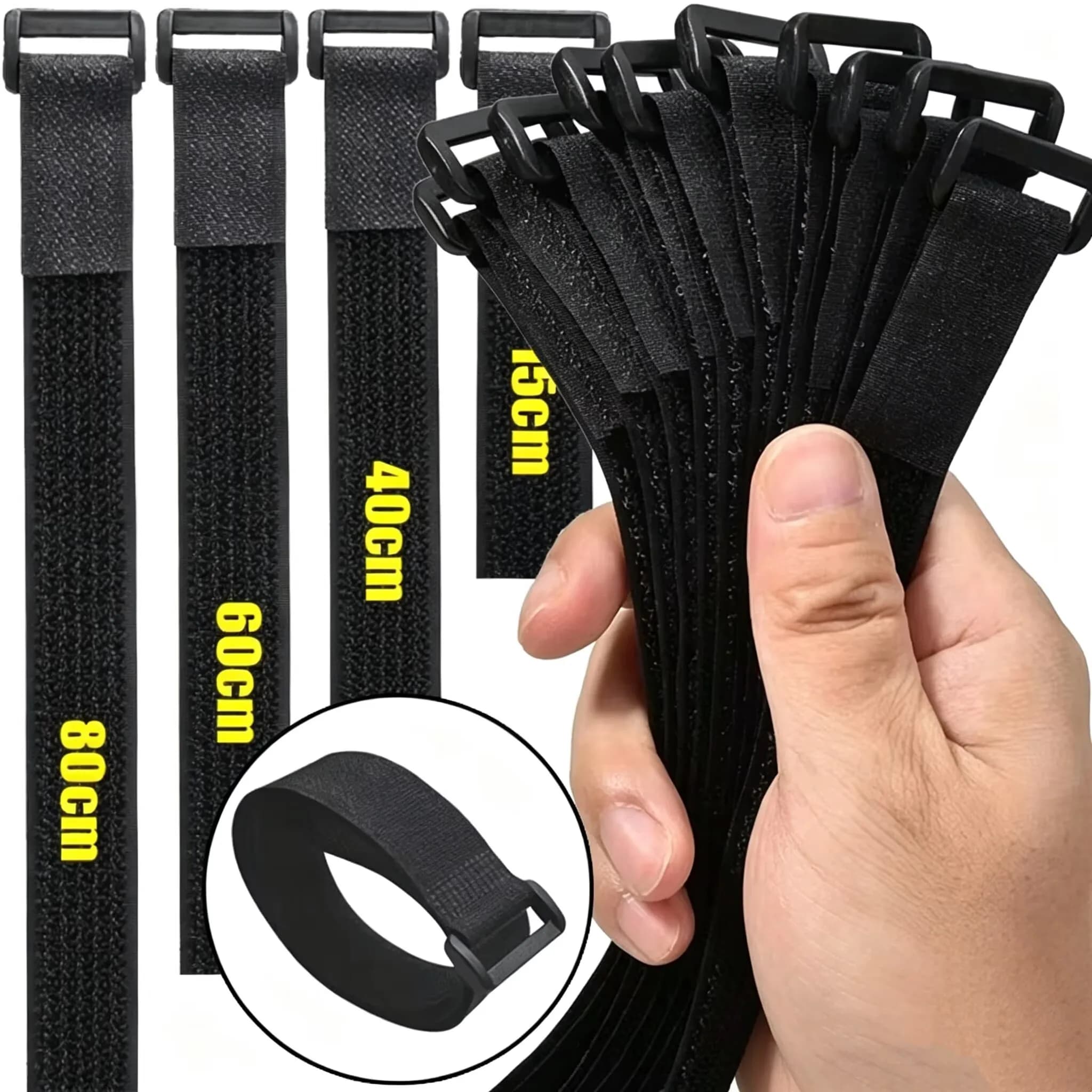 Reusable Hook and Loop Nylon Cable Ties Adjustable Wire Fastener Wrapping Cinch Straps Securing Cable Cord Management Organizer