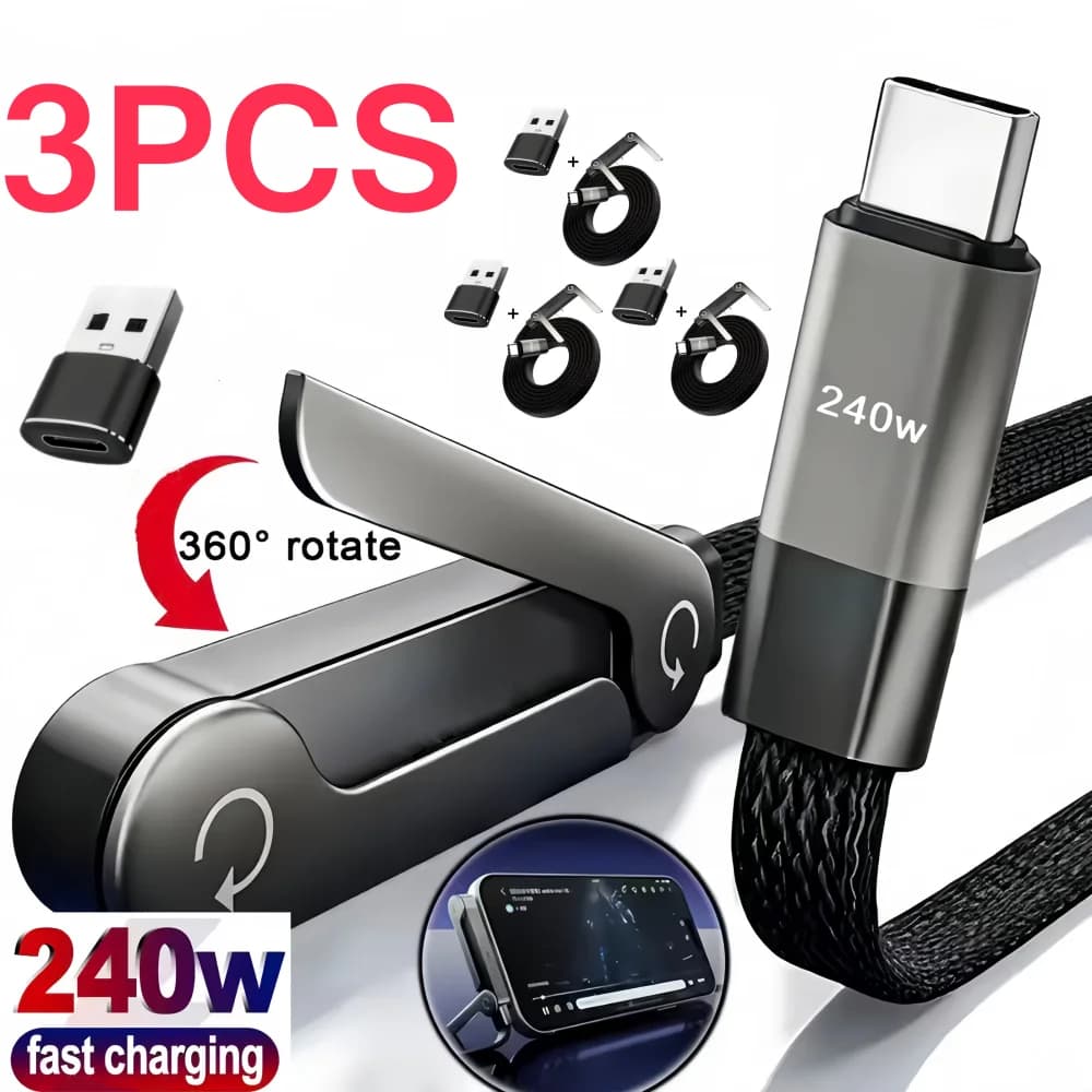 3/1PCS Foldable Charging Cable With Integrated Stand Fast Charging Cable Phone Tablet 240W Ultra-Fast Data Cable Phone Holder