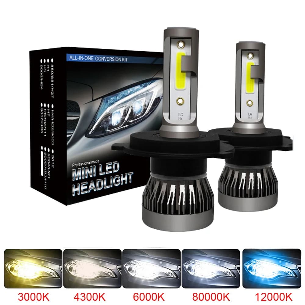 2Pcs LED H4 H7 Car Headlight H1 LED Bulb H8 H11 9005 HB3 9006 HB4 9004 HB1 H3 HB5 H13 Led Lights 20000LM Turbo Lampada 12V