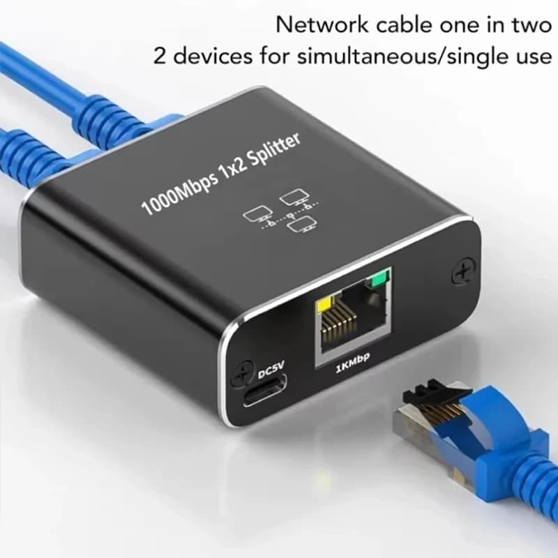 Network Cable Splitter With One To Two Simultaneous Internet Access, Rj45 Splitter With One To Two Switch, Ethernet Port Gigabit