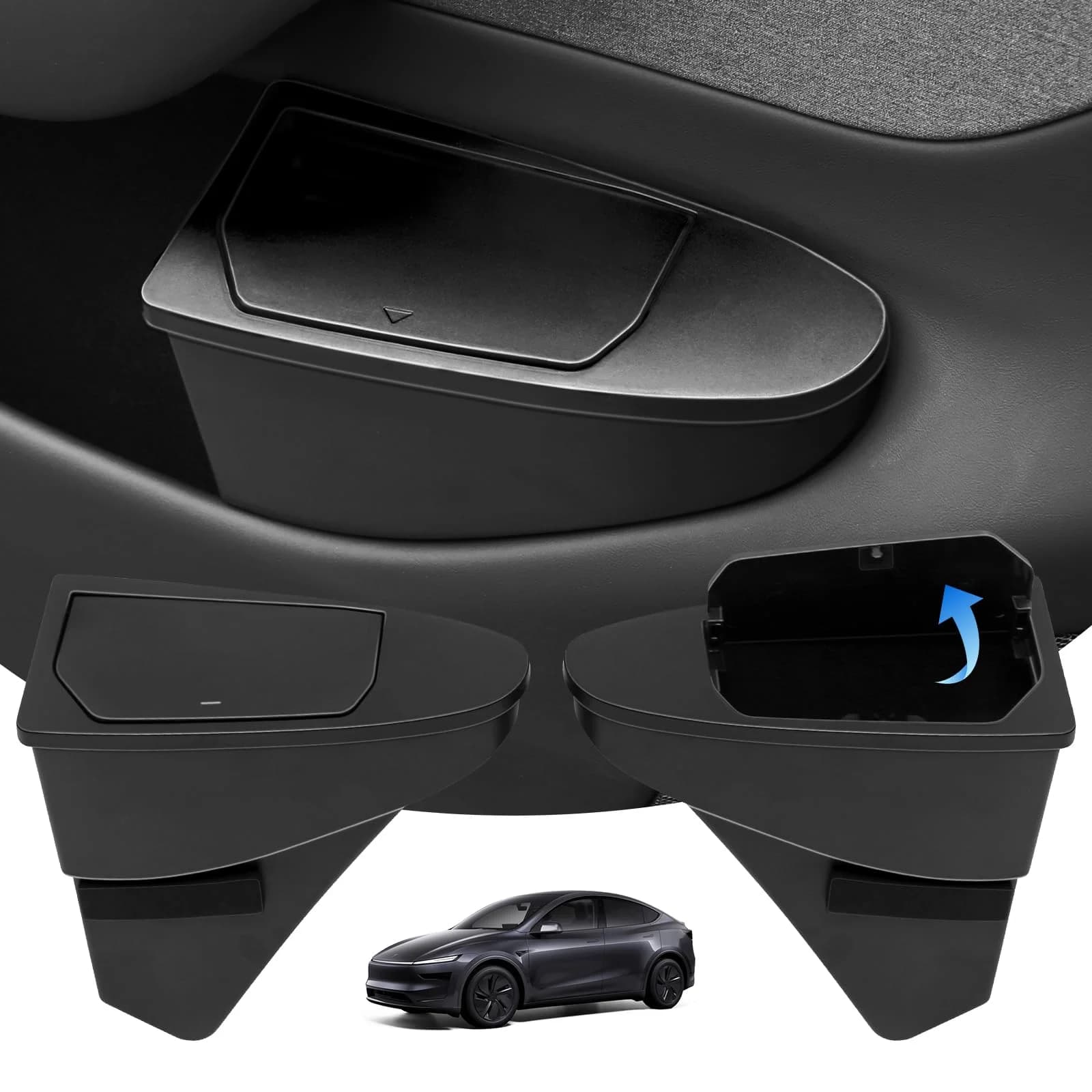 Front Door Trash Can for 2026 2025 Tesla Model Y Juniper Car Door Storage Box Garbage Bin Center Console Organizer Accessories