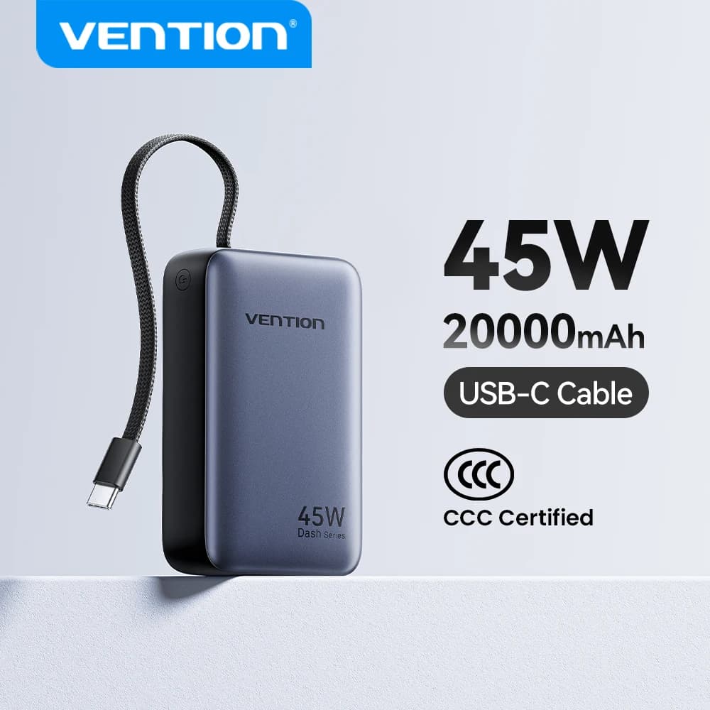 Vention CCC 45W 20000mAh Power Bank Fast Charging Portable Charger for Xiaomi iPhone Pro Max Samsung Galaxy Battery 3C Powerbank