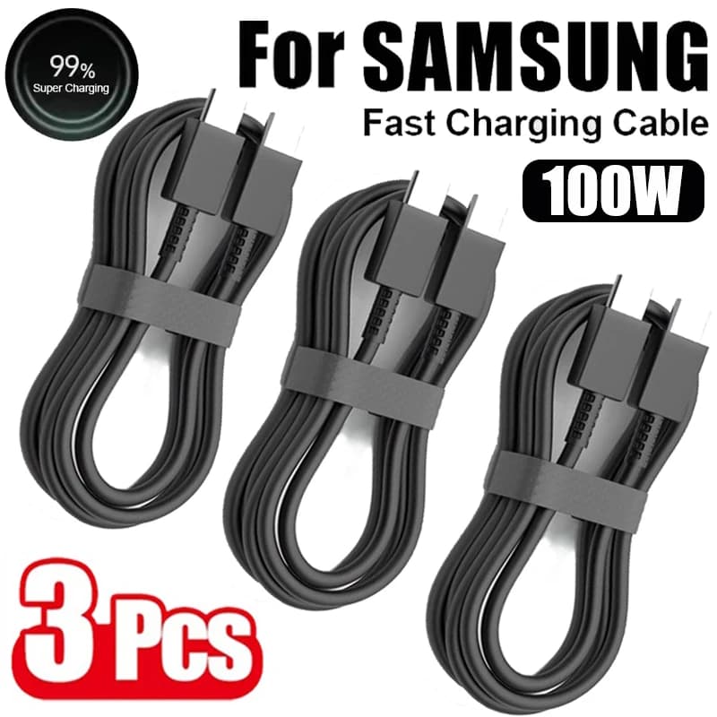3Pcs PD 100W USB Type C to C Fast Charge Cable for Samsung Galaxy S22 S23 S24 S25 Plus Note Ultra A53 A54 Charging Data Cable