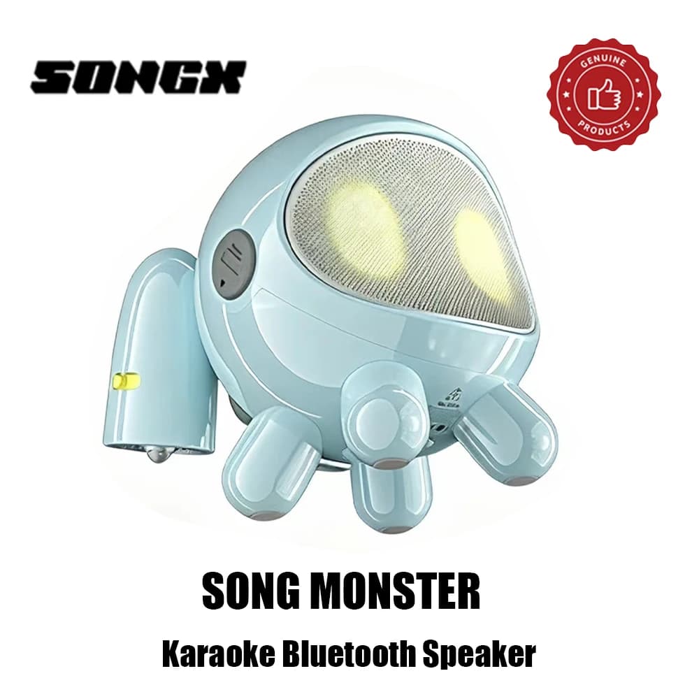 SONGX SONGMONSTER Cute Robot Karaoke Bluetooth Speaker With 2 Wireless Microphone Portable Home KTV Mini Speaker HIFI Stereo