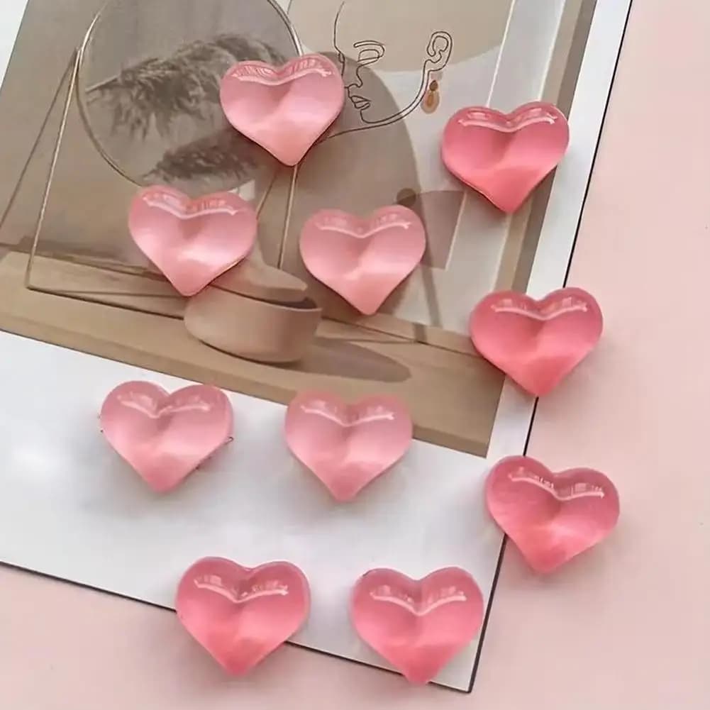 10pcs Heart-shaped Resin Refrigerator Magnets - Multifunctional Kitchen and Office Whiteboard Decoration Magnets