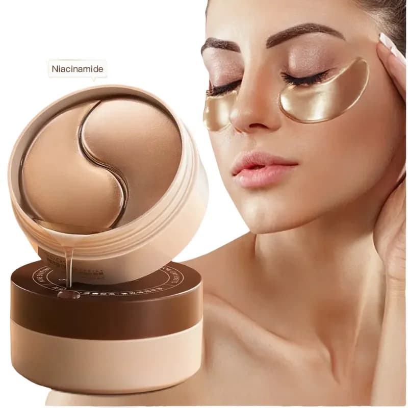 A Box of 60 Caffeine and Niacinamide Revitalizing and Firming Eye Masks, Rich in Ingredients Beneficial for the Body, Can Be Used on the Entire Face, Releasing Eye Strain at Any Time, Providing Hydration and Firming, Alcohol-Free, Suitable for All Skin Types, Unisex