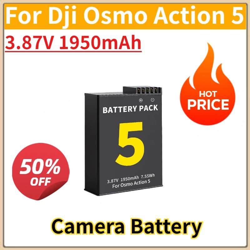 Brand New Replacement Rechargeable Camera Battery 3.87V 1950mAh for Dji Osmo Action 5