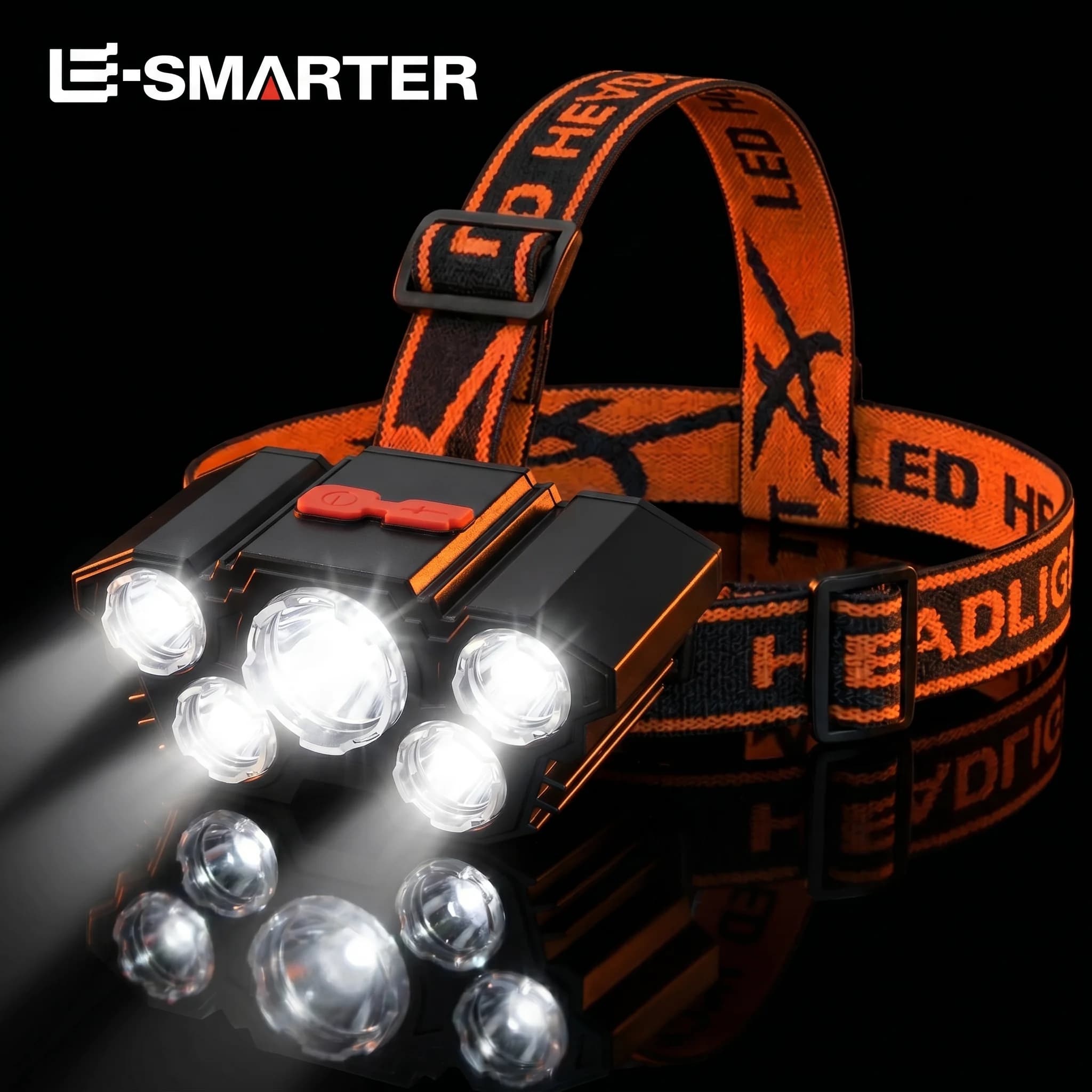 5 LED Flashlight Rechargeable with Built in Lithium Battery Strong Head Light Camping Adventure Fishing Cycling Headlamp