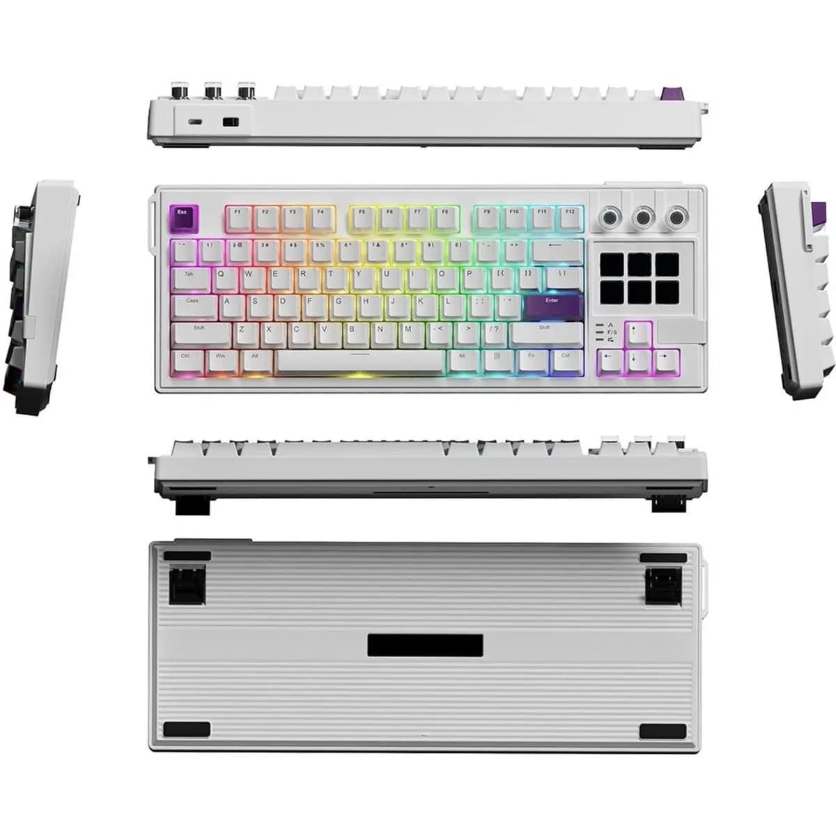 update. K1 PRO Visual Mechanical Keyboard Macro LCD Wired Gaming Keyboard RGB Backlight Ergonomics Keyboard White
