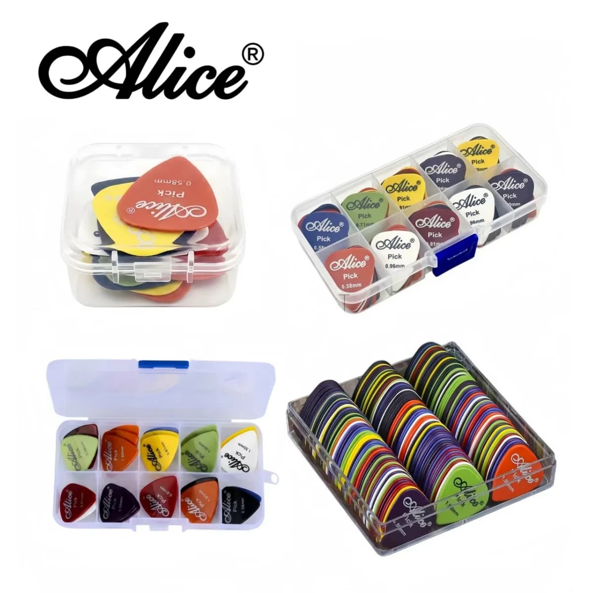 Alice 12/24/50/100 Pcs Mixed ABS Guitar Picks, Multicolor Premium Plastic Plectrum for Electric Guitar/Bass/Ukulele Accessories
