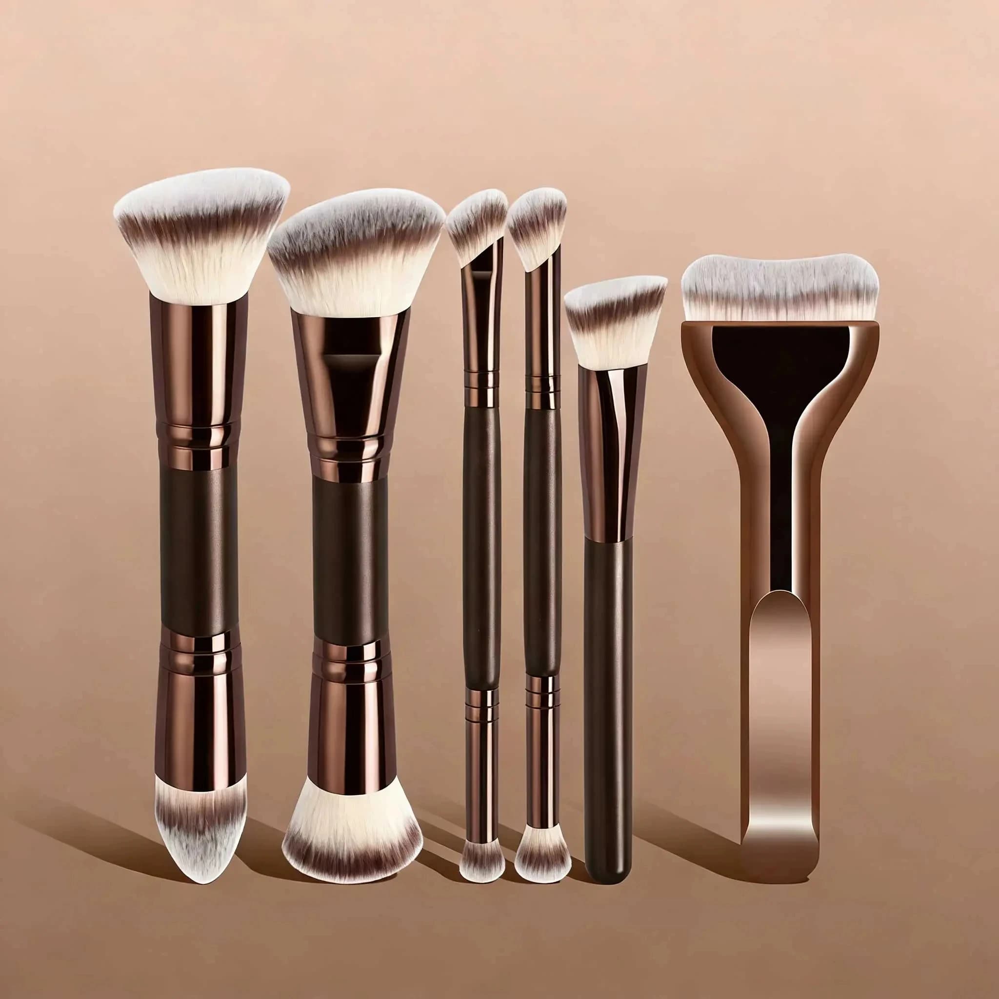 Professional Aluminum Makeup Brush Set, Includes Soft High-Quality Synthetic Hair Makeup Brushes, Foundation Brush, Powder Brush