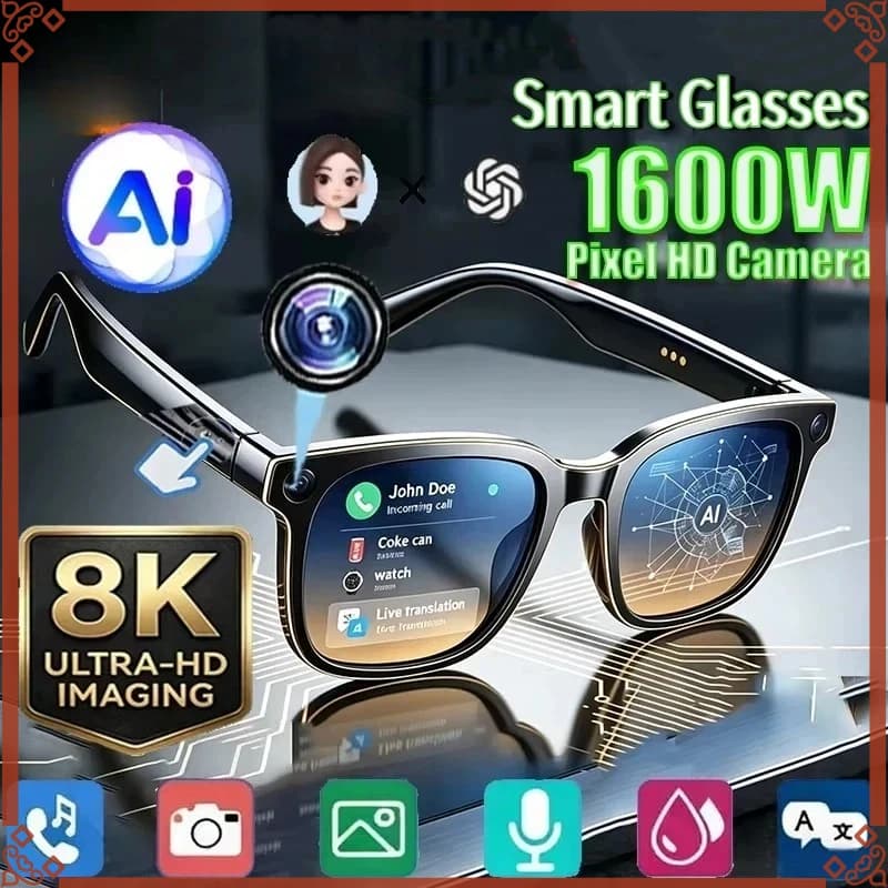 2026 AI Smart Glasses 8K Remote Control Touch Photo Camera Recording Voice Assistant Translator Wireless Bluetooth Sunglasses