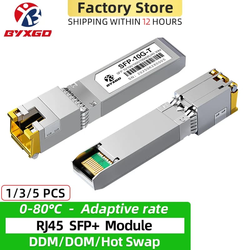 1G/10GBASE-T SFP+ RJ45 Module Multi Rate SFP Copper RJ45 Transceiver For Mikrotik/Cisco Switch 10G CAT6A SFP+ Ethernet Module