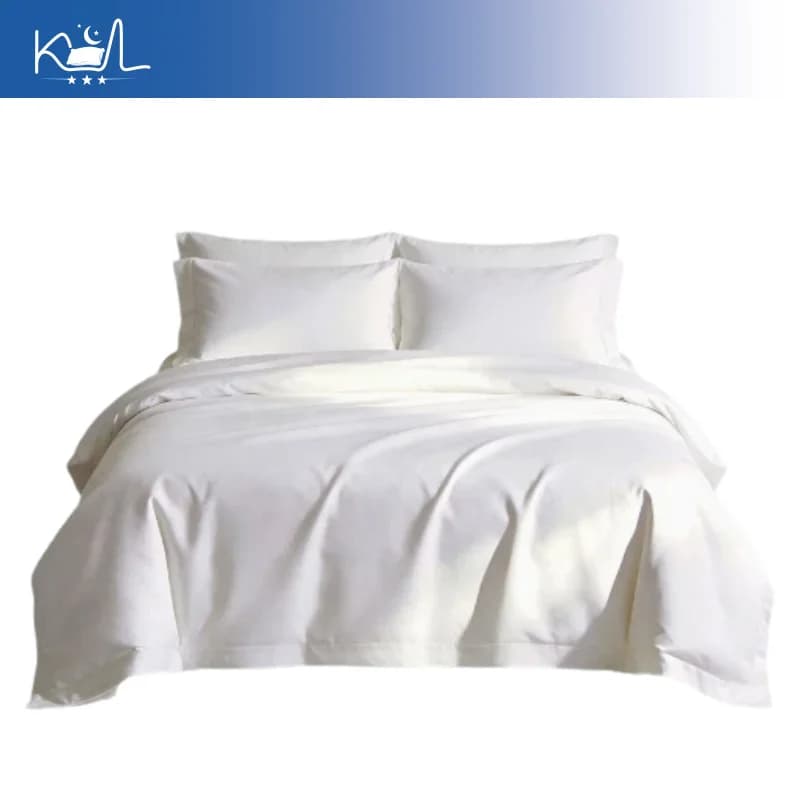 100% Cotton Twill 4 Piece Bed Sheet Set, White Plain Hotel Home Bedding, All Season Soft Breathable Sheets with Pillowcases