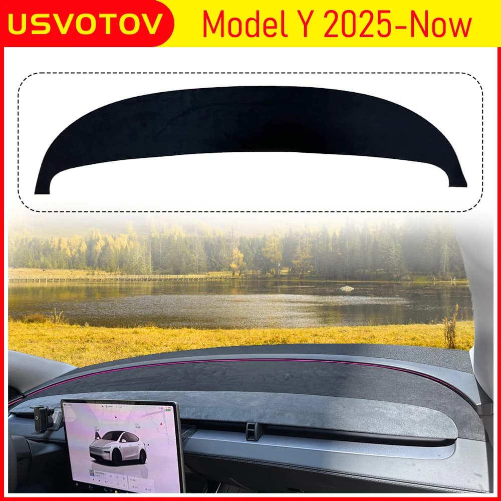 For Tesla Model Y Juniper 2026 2025 Dashboard Cover Pad Suede Sunshade Protector Anti-UV Dash Mat Non-slip Pads Car Accessories