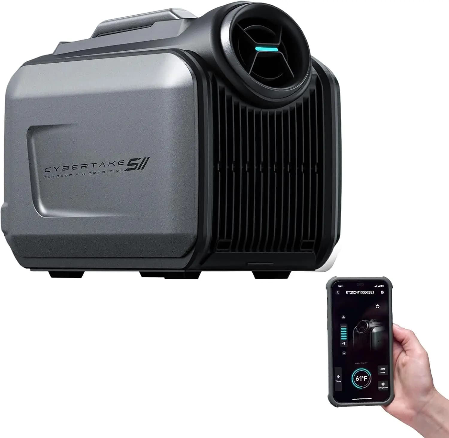 Cybertake Portable Camping Air Conditioner, 5100 BTU Cooling and 6100 BTU Heating, AC and DC Compatible, 8 Hours on 1kWh, Ideal for Tent, Camping, RV, Boat and Fishing