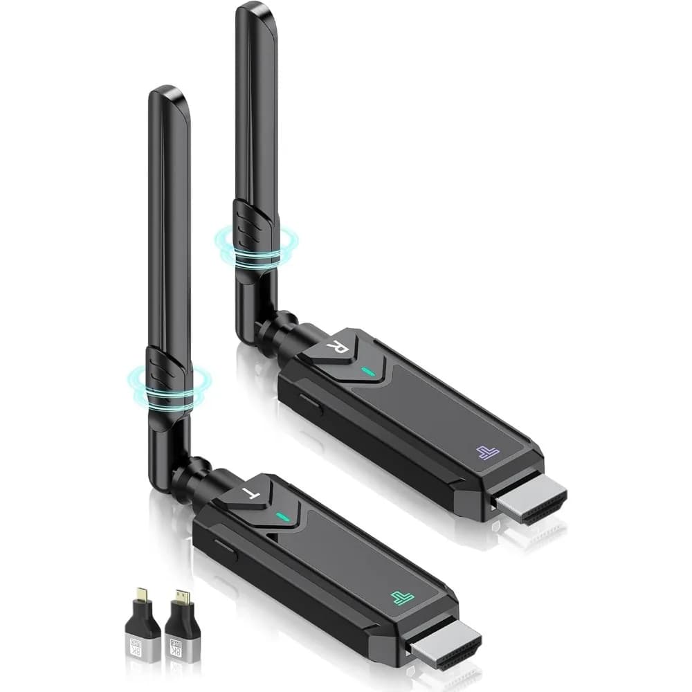 1x1 1x2 1x4 Wireless HDMI Extender Transmitter&Receiver Dongle Adapter，for Screen Sharing with Cameras,Laptops,TVs& Monitors