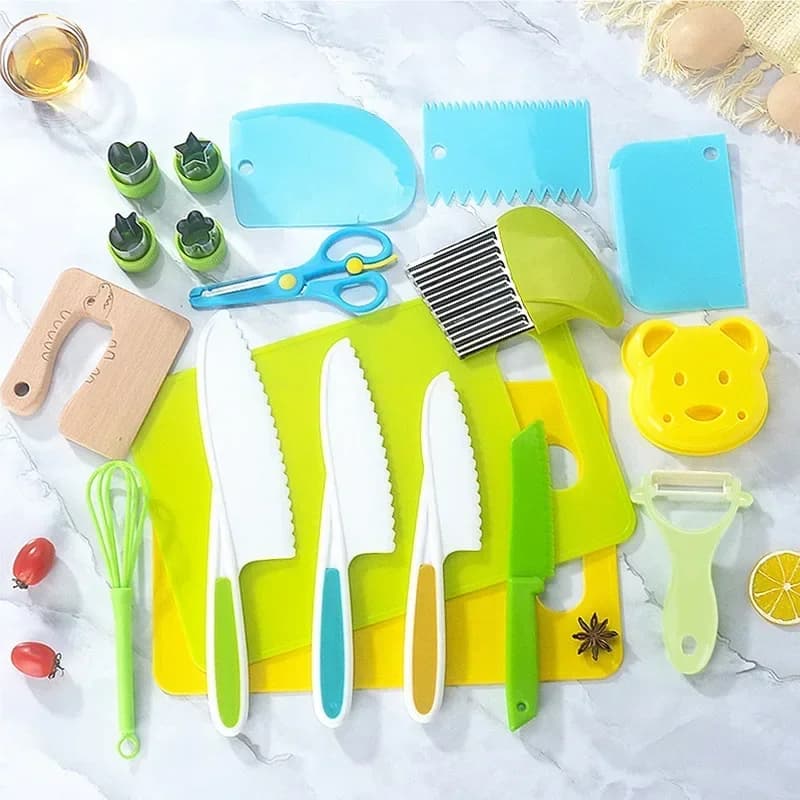 Real Cooking Toddler Children Cooking Set Early Learning Kitchen Tools Safety Knives Without Hands Fruit Supplementary Food Set