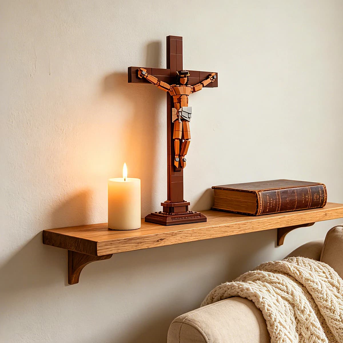 Designer Good Friday Christian Jesus Crucifix Holy Cross Decor Model Building Blocks Figure Creative Bricks Toy Ornament Gifts