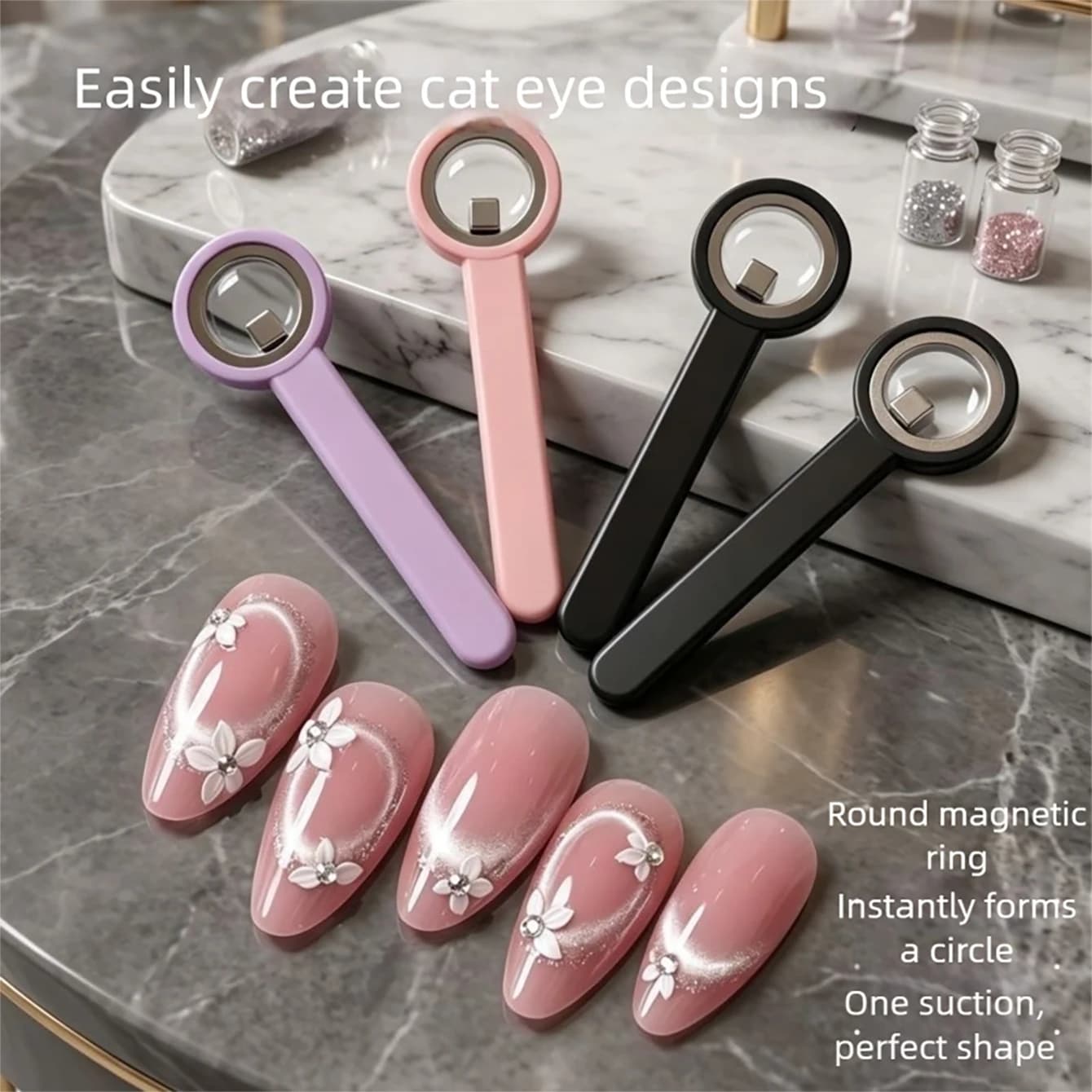 MIANEL New Upgrade 3-Second Hollow Cat Eye Magnet Strong Power Ring Magnet Fast Black Hole Effect for Magnetic Nail Art Beginner
