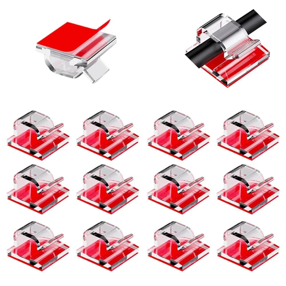 50Pcs Adhesive Cable Wire Clips Clear Cable Outdoor Cable Management Wire Organizer Cord Holder for Under Desk Car Wall TV Cable