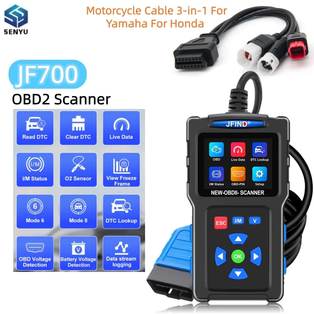 Car OBD2 Scanner JF700 Code Reader Diagnostic Tool Car OBD 2 Fault Code Reader Engine Check Live Data Battery Voltage Tester I/M