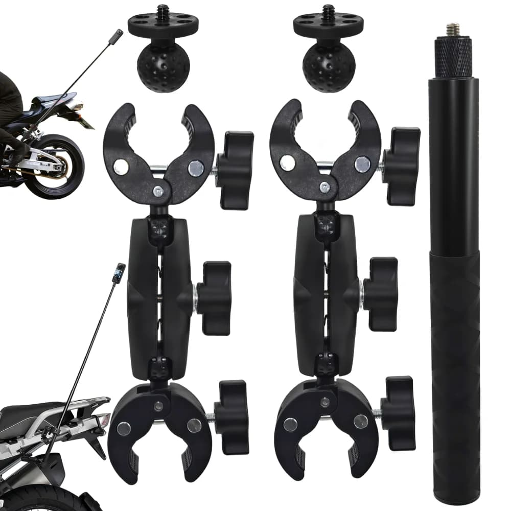 Motorcycle Bike Mount Extension Pole Selfie Stick Double Side Super Clamp Clip for Insta360 x2 x3 x4 x5 Monopod Handlebar Action