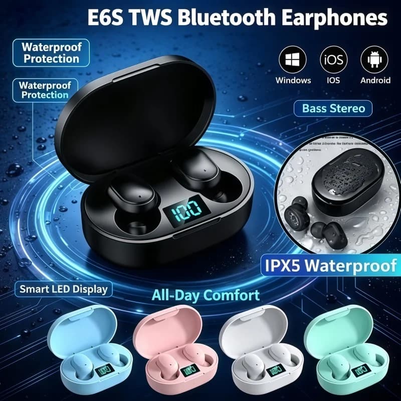2026Hot-selling TWS E6S Fone Bluetooth Earphones Wireless Bluetooth Headset Noise Cancelling Headset With Microphone Headphones