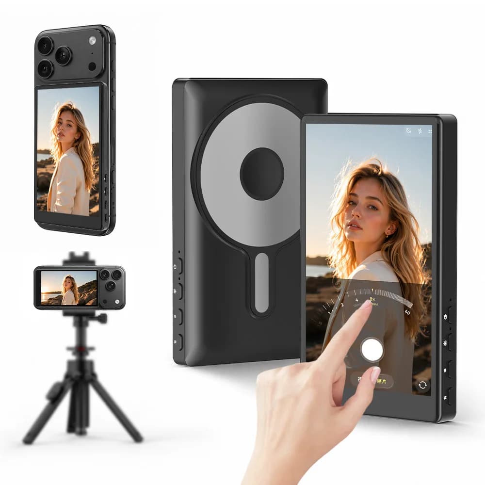 Vlog Selfie Monitor Screen for iPhone  Android Magnetic Back Camera Monitor with Speaker Supports reverse operation of the phone