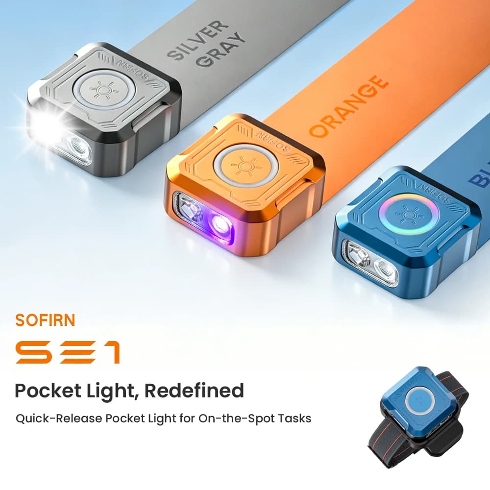 SOFIRN SE1 Pocket Flashlight 300Lm Mini EDC Light RGB Signal Ring Quick-Release Magnetic Wrist Keychain Torch for Bike Ride