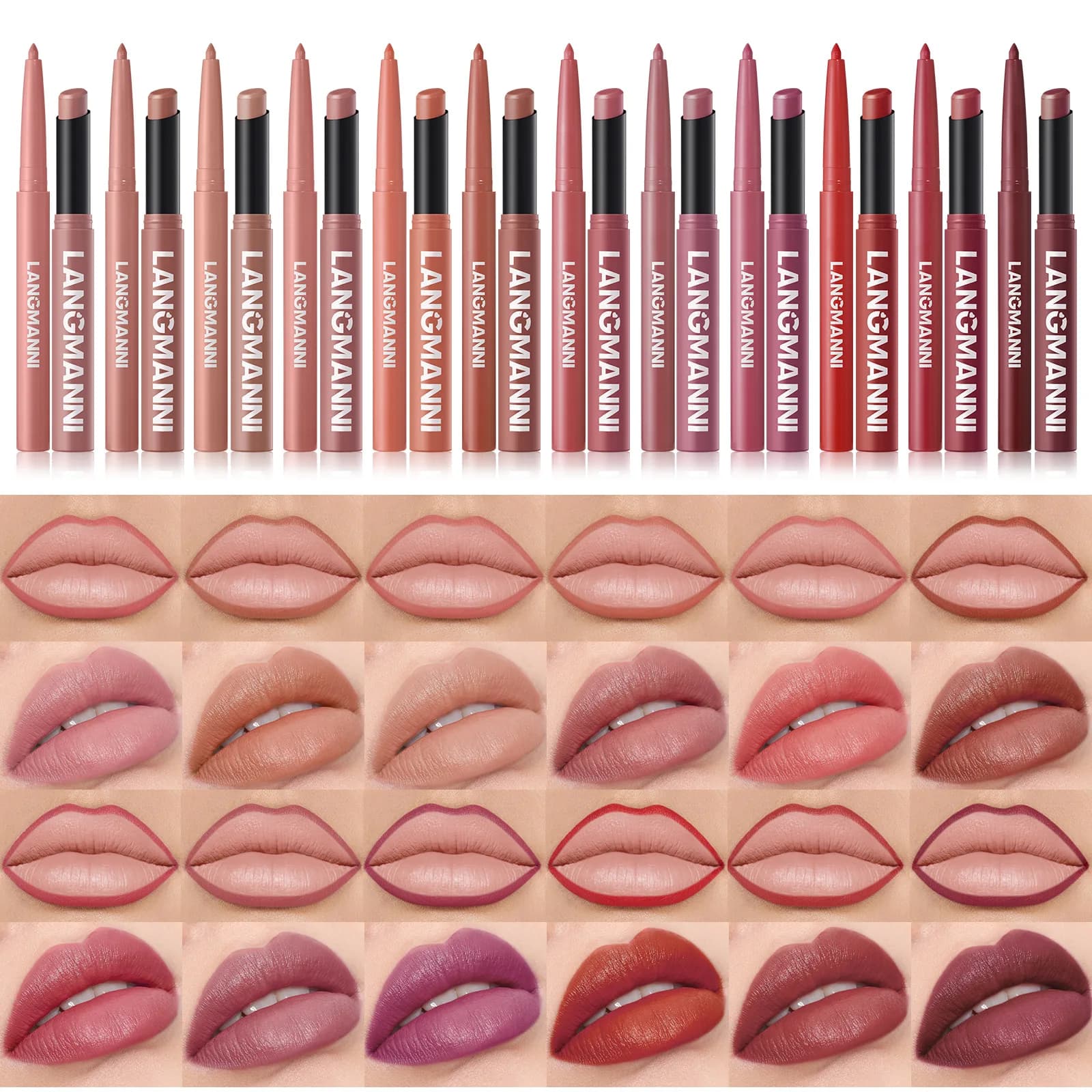2Pcs/set Matte Soft Mist Slanted Mouth Lipstick + Lip Liner Set Combo Light Matte and Non-Drying Waterproof Non-Stick Lip Set
