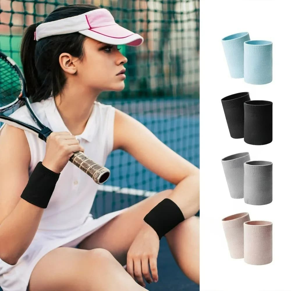 1/2pcs Sports Wristbands Breathable Sweat Absorbing Wrist Brace Tennis Running Basketball Sweat Band Gym Fitness Wristband