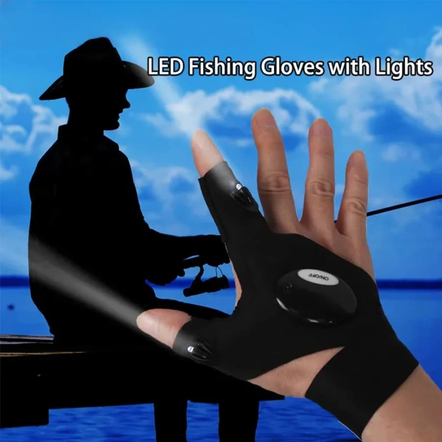 LED Half Finger Glove for Men Women Outdoor Waterproof Night Fishing Bait Cycling Running Flashlight Durable Fingerless Gloves