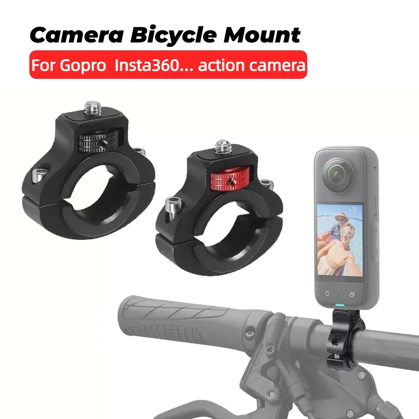 Motorcycle Bicycle Handlebar Clip Holder 1/4 Screw Bike Seatpost Clamp for Gopro 12 11 for Insta360 X3 Stand GPS Phone Holder