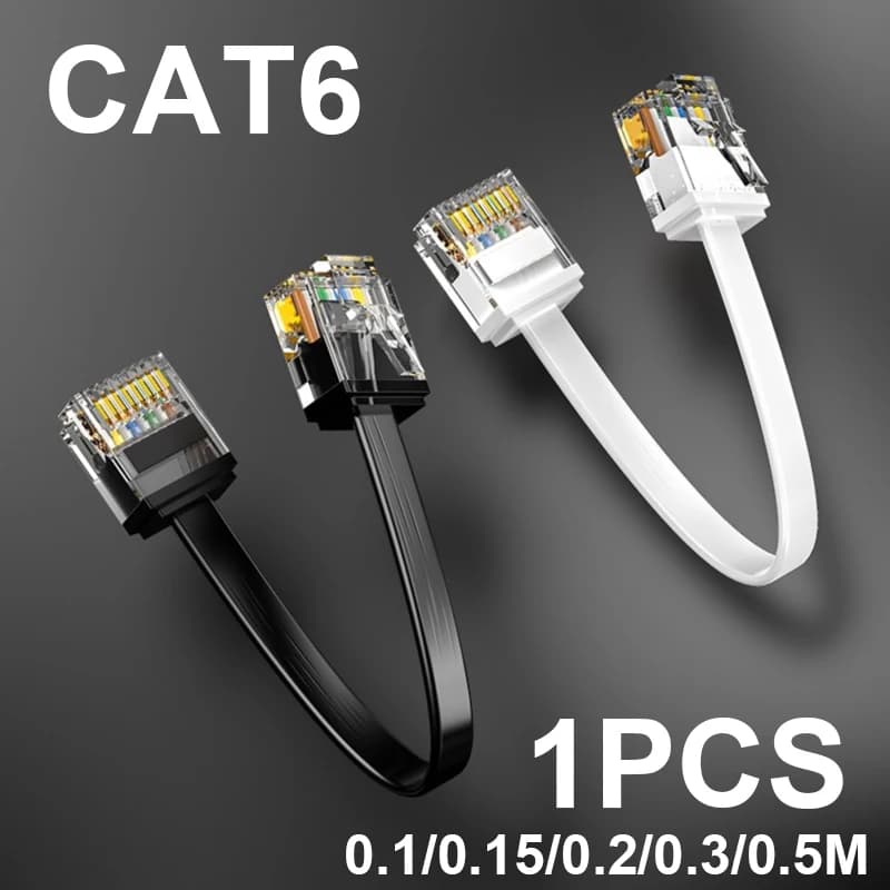 0.1M/0.15M/0.2M/0.3M0.5M Cat 6 Flat Ethernet Cable UTP 1000M Network for Nas Laptop Router PC Router PS5 PC 4 3 Xbox Modem