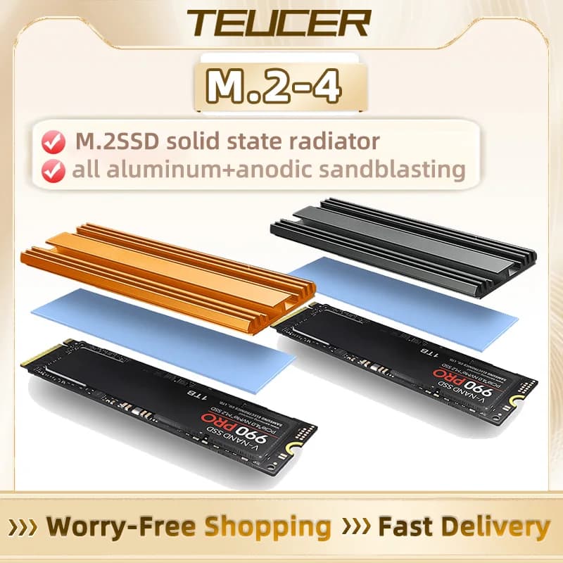 TEUCER M.2 2280 NVMe SSD Aluminum Heatsink Radiator with Thermal Pad for PS5/PC/Laptop Cooling 5mm Thickness