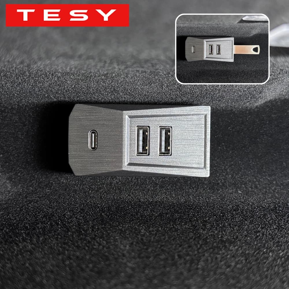 TESY Glovebox USB Hub For Tesla Model YL Y Juniper Launch Model 3 Highland Type-C Port Digital Splitter Docking Station