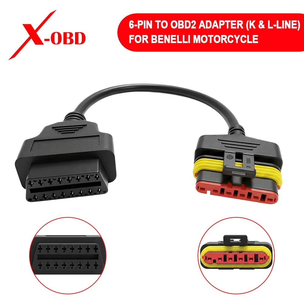 6-Pin OBD2 Diagnostic Adapter for Benelli MY22 – K & L-Line Scanner Cable – Works with MemoBike6050 – Copper Pins